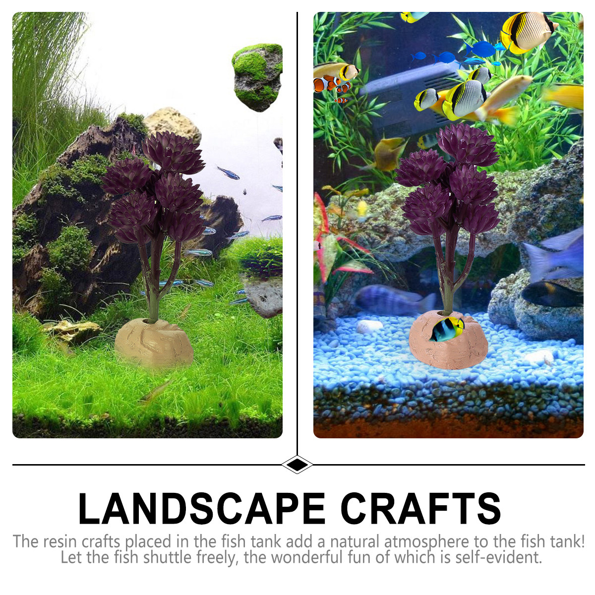 Non Planted Aquarium Fish - Décoration d'aquarium en résine non décolorante,