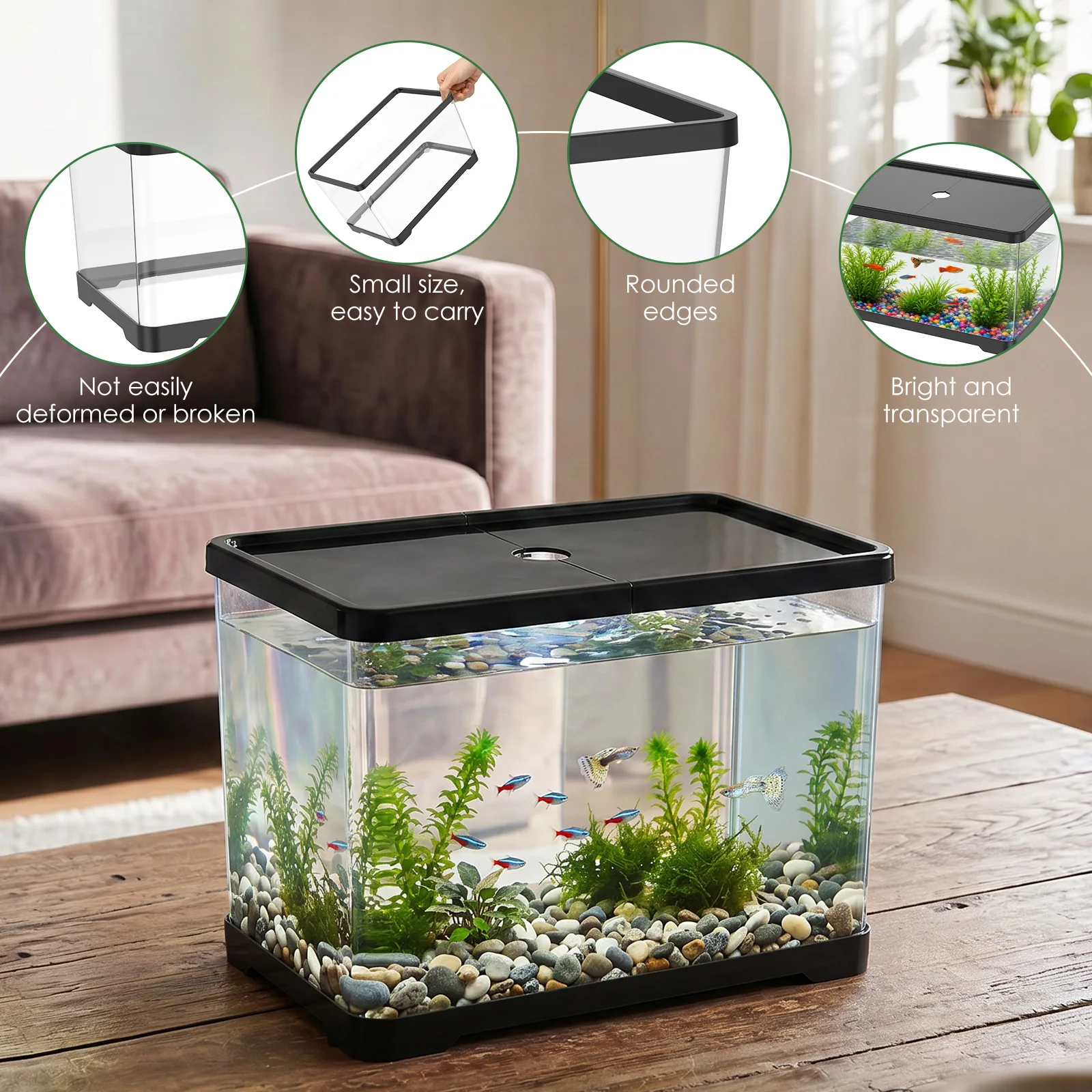 Aquarium transparent avec couv - Planted Aquarium Bowl avis et prix